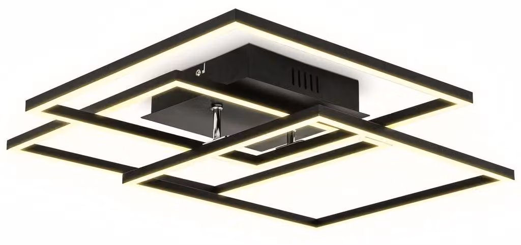 B.K.Licht Plafoniera LED da 40W, 2 cornici orientabili, luce calda 3000K, lampada da soffitto per ufficio?Frame?, nera