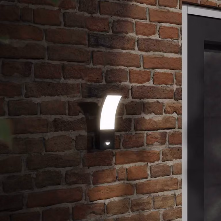 Set di 2 applique da esterno vidaXL con LED a luce calda, sensore di movimento e design moderno in alluminio nero per giardino e scale