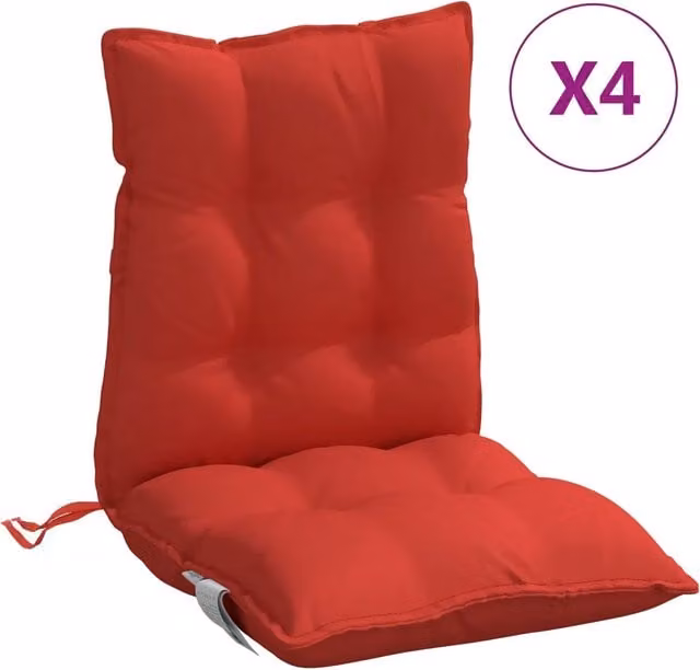 Set di 4 cuscini per sedia con schienale basso DESIGN IN, colore rosso, in tessuto Oxford impermeabile e traspirante – 1