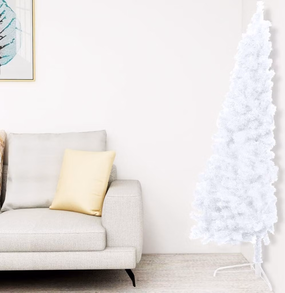 Maison Exclusive - Albero di Natale artificiale a mezza altezza con luci e palline bianche, 150 cm