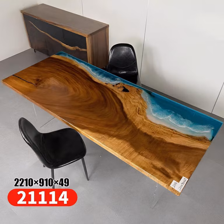 Epoxidharz Esstisch River Table Echtes Holz Massiv Tische 221x91 Flusstisch