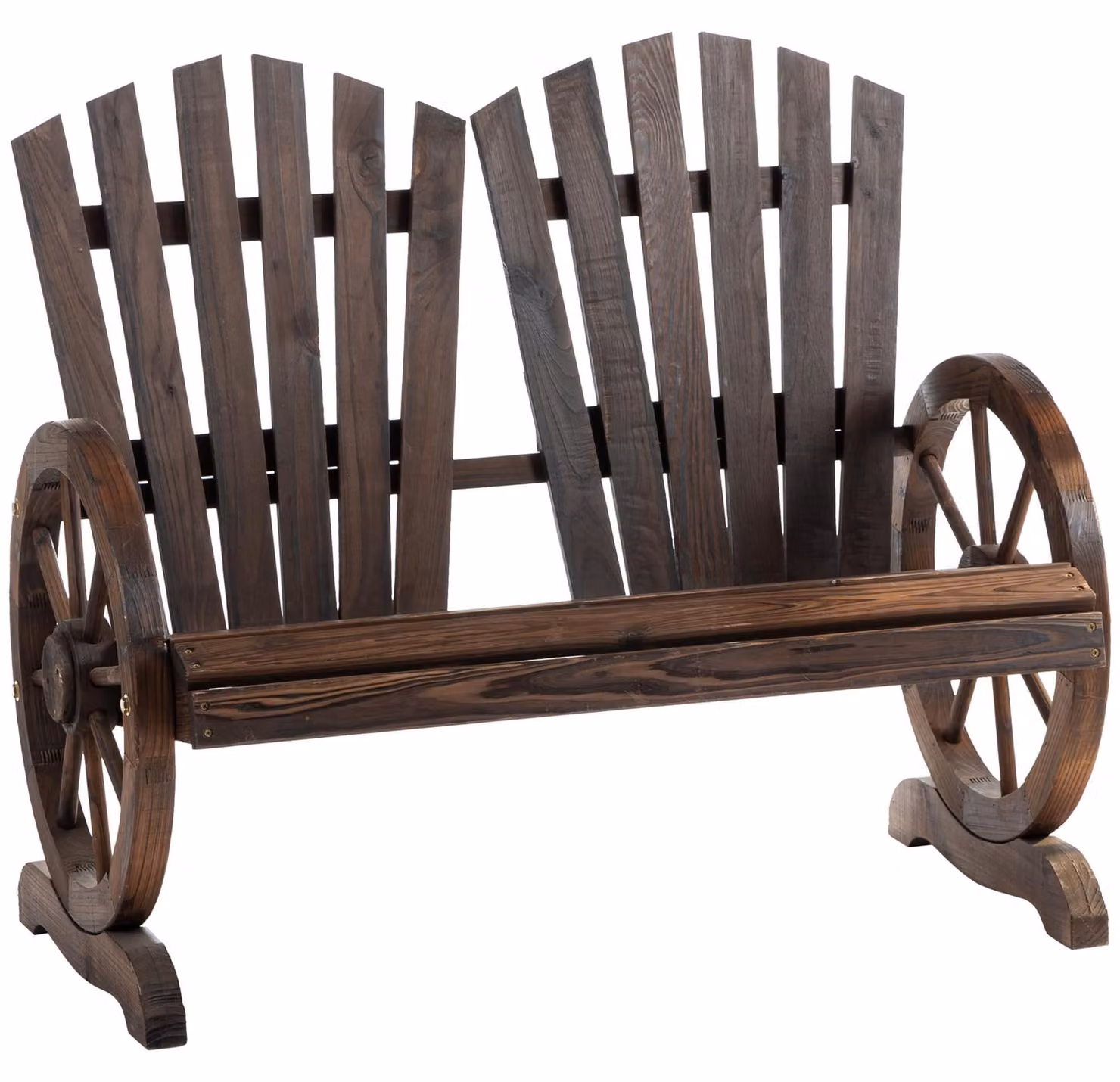 Panca da giardino per due persone - Legno marrone scuro - Larghezza 108 cm