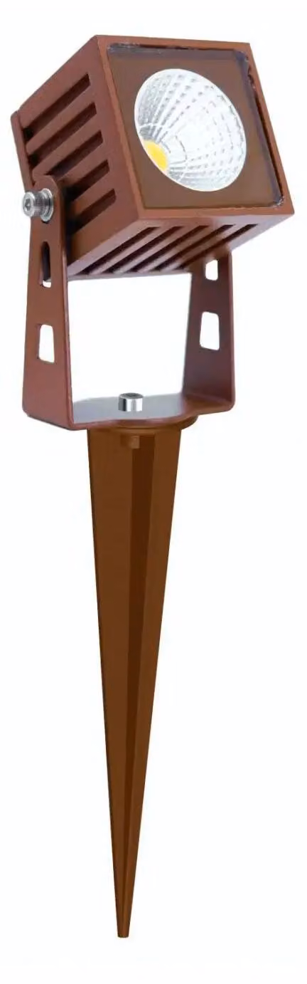 Proiettore LED Zas SQ XL 7W 40 gradi verde in alluminio finitura Corten Testurizzato per illuminazione da esterno professionale - Beneito & Faure