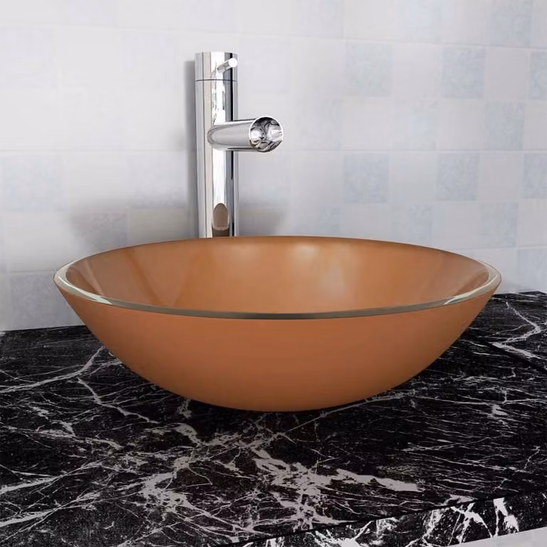 The Living Store lavabo in vetro temperato 42 cm marrone