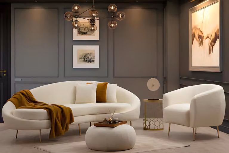 Weißes Wohnzimmer Set Designer Polster Dreisitzer Moderner Sessel 2tlg