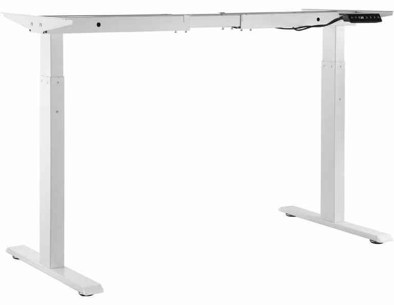 Scrivania regolabile elettricamente, colore bianco - Altezza regolabile da 70 a 117 cm - Lunghezza regolabile da 110 a 178 cm - Struttura in acciaio - Postazione di lavoro ergonomica