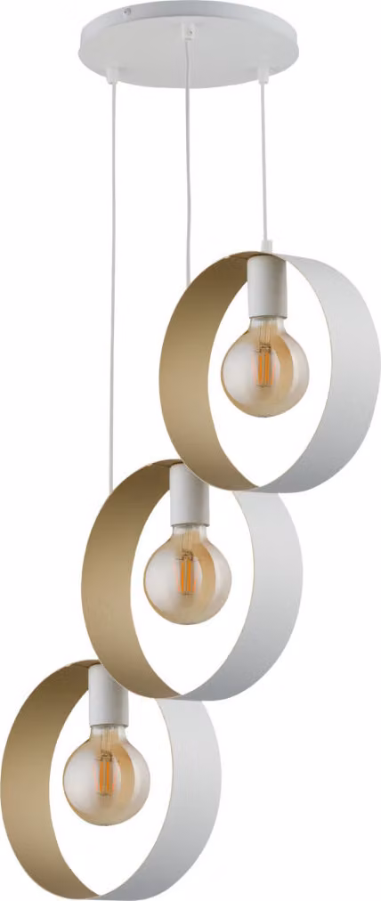 Lampada a sospensione decorativa bianco-oro triplo cerchio decorativo moderno Happy 3xE27 15W Sigma Lighting