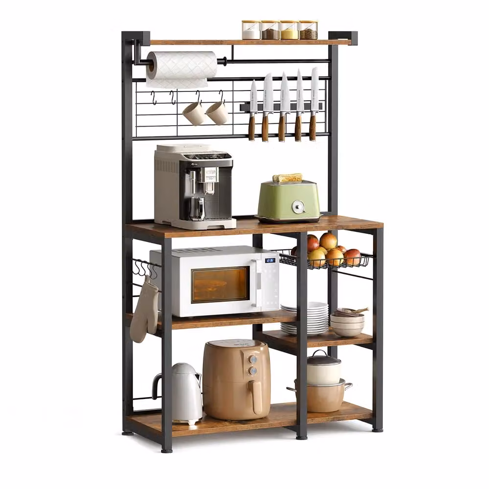 Scaffale per Microonde, Marrone Vintage + Nero