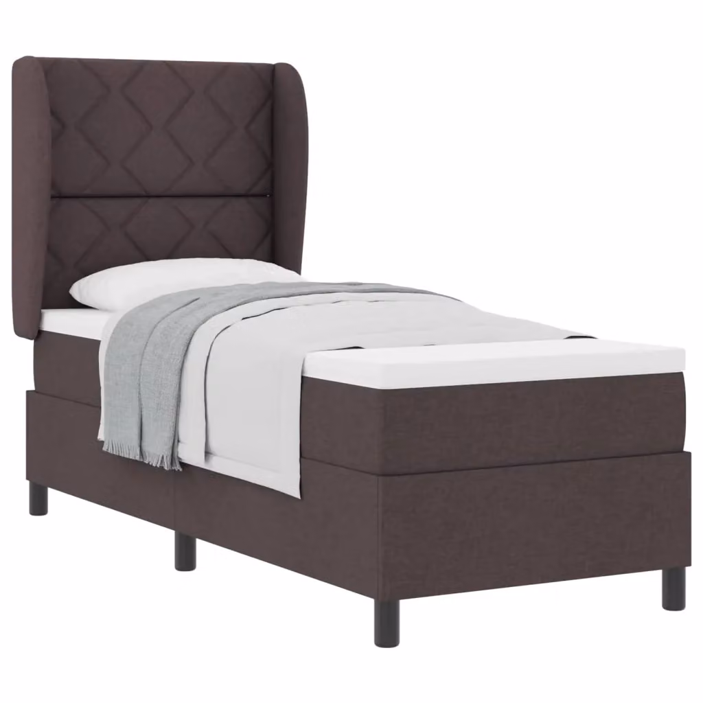 Letto a molle moderno vidaXL con testiera in tessuto marrone e struttura in legno, L 80 x P 200 cm – 2