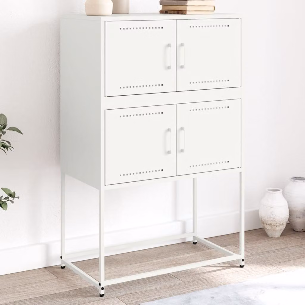 Credenza bianca in metallo stile industrial vidaXL L: 68,5 cm, P: 38,5 cm, H: 107 cm