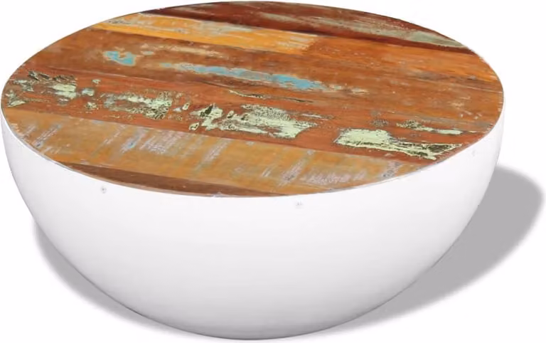 The Living Store tavolino emisfero in legno vecchio 60x60x30 cm