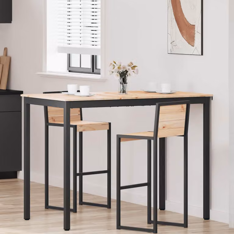 Maison Exclusive - Tavolo da bar, dimensioni 140 x 80 x 105 cm, legno di pino massello, finitura naturale