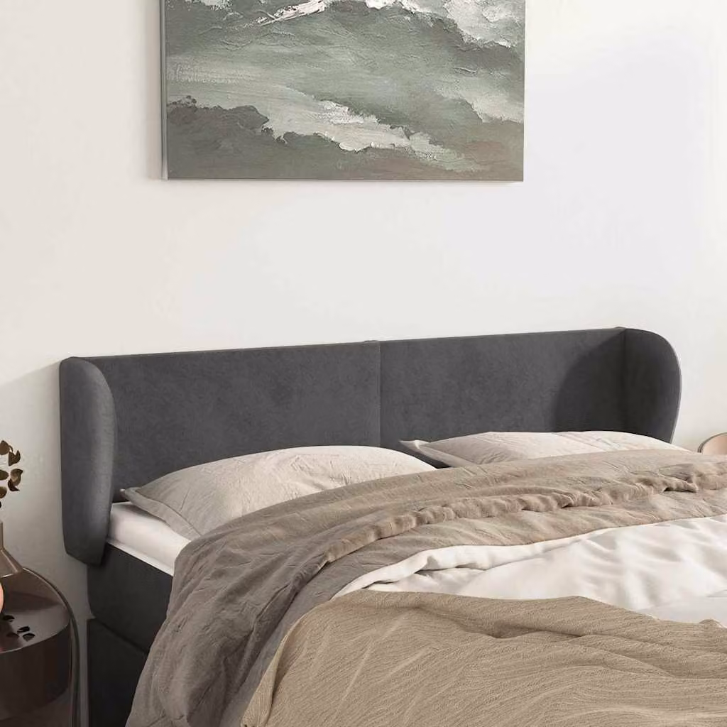 Testiera ad orecchio vidaXL in velluto grigio scuro L: 147 cm, P: 23 cm, H: 78/88 cm