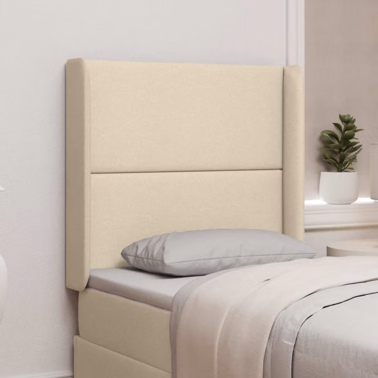 Testata del letto moderna vidaXL in tessuto beige con pannello imbottito e struttura in MDF