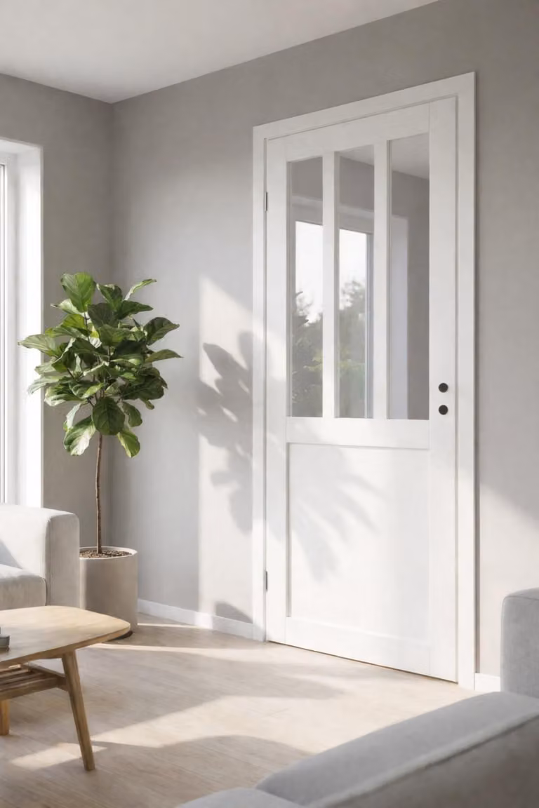 Bloc porte atelier bianco H204 x L73 cm, lato tavola P. destro, GD MENUISERIES