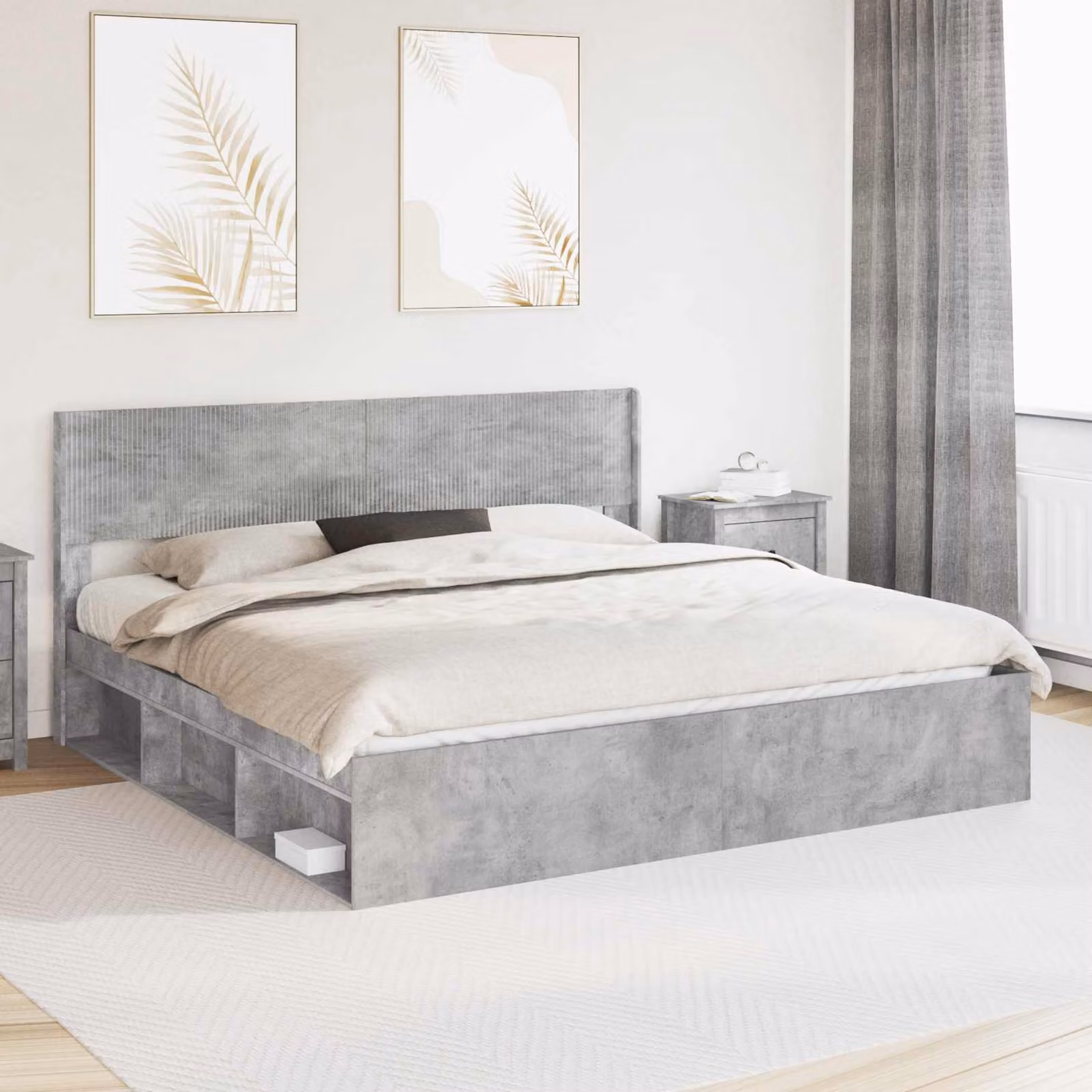 Testiera Letto Imbottita Moderna vidaXL in Tessuto Grigio