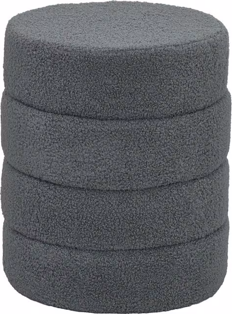Pouf rotondo HOMCOM in tessuto bouclé grigio scuro con telaio in metallo, Φ40 x 45H cm