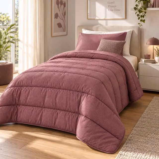 Trapunta invernale singola embossed malva