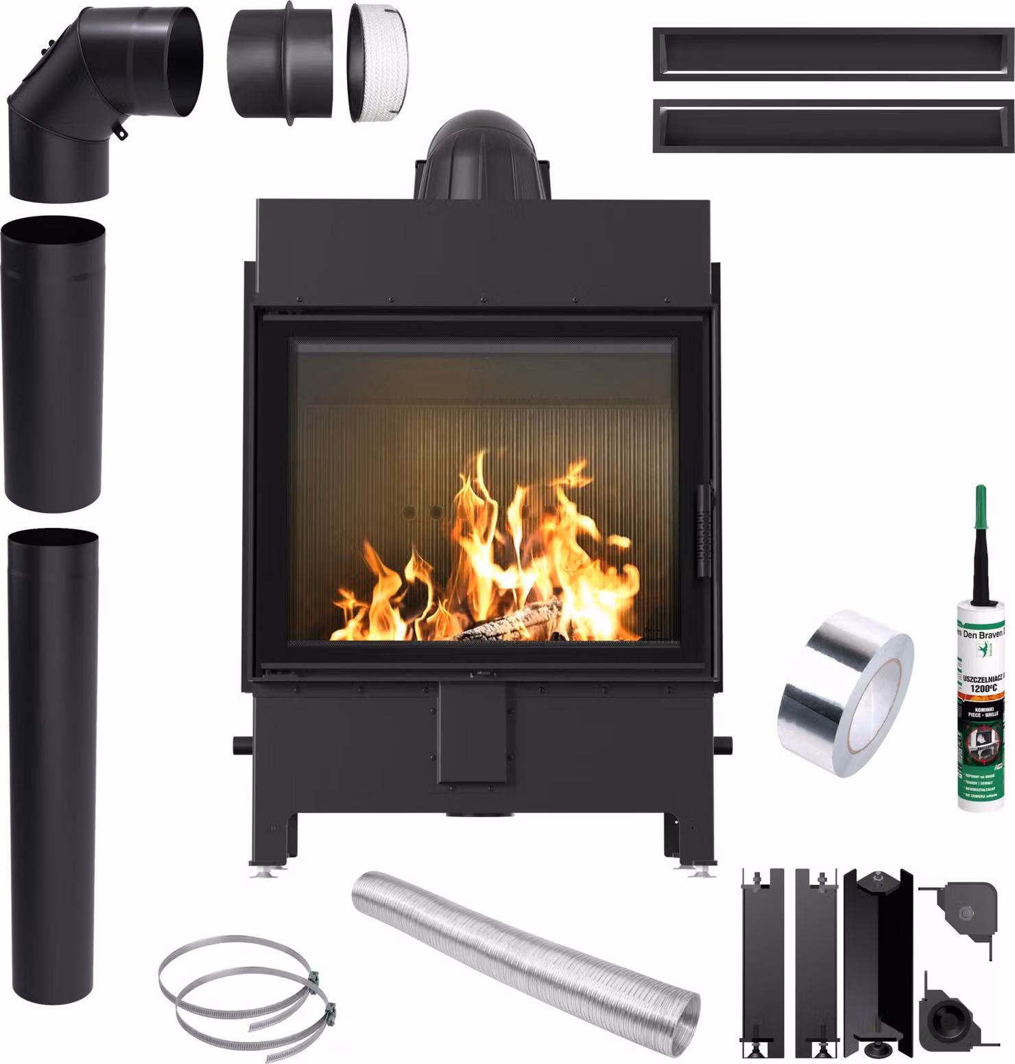 Camino KRATKI LUCY 15 kW Ø200 NERO Accessori Forni Lufty Dovieranie