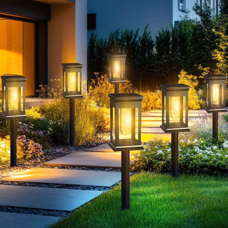 Set di 6 lampade da giardino solari, luce bianco caldo, 800 lumen, grado di protezione IP65