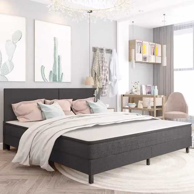 Letto a molle moderno vidaXL in tessuto grigio L: 200 cm, P: 200 cm, H: 24,5 cm