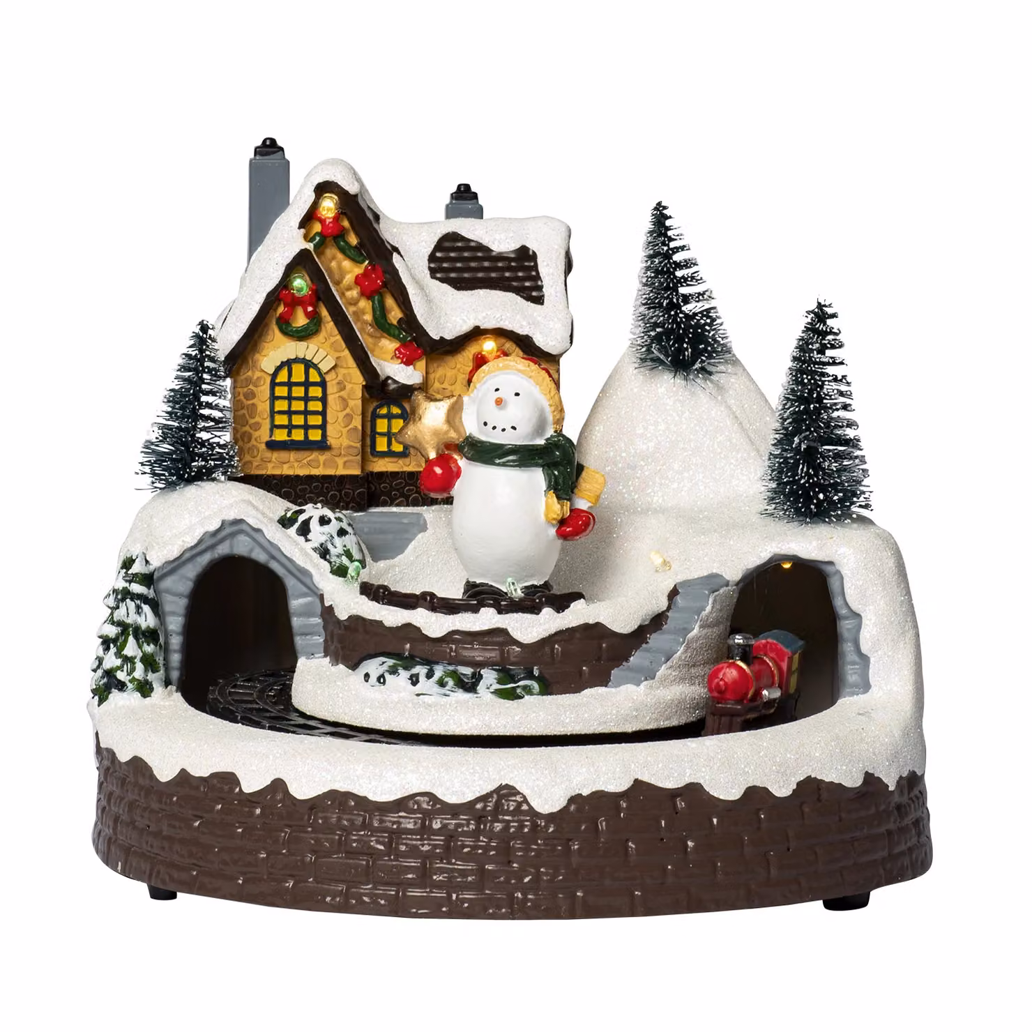 Decorazione Natalizia Vestiamo Casa Gran Natale Paesaggio Innevato con Trenino, Luci LED Multicolore e Musica, Altezza: 16,5 cm – 3