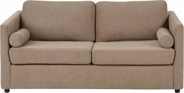 Divano letto Beliani a 2 posti in tessuto beige e marrone con struttura in metallo pieghevole e materasso in schiuma L/P/H: 177 x 81 x 74 cm – 1
