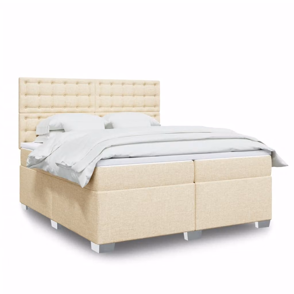 vidaXL Letto Ibrido con Giroletto a Molle e Materasso a Tasche Beige e Bianco 200 x 200 cm