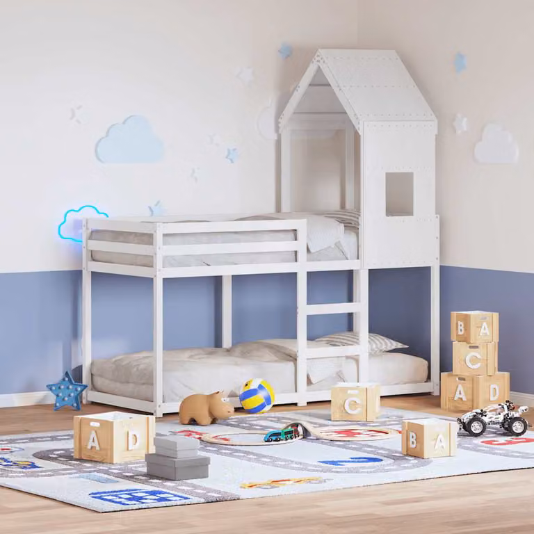 vidaXL Tetto per Letto Bambini in Legno Massello di Pino Bianco L: 60 cm, P: 89 cm, H: 134,5 cm