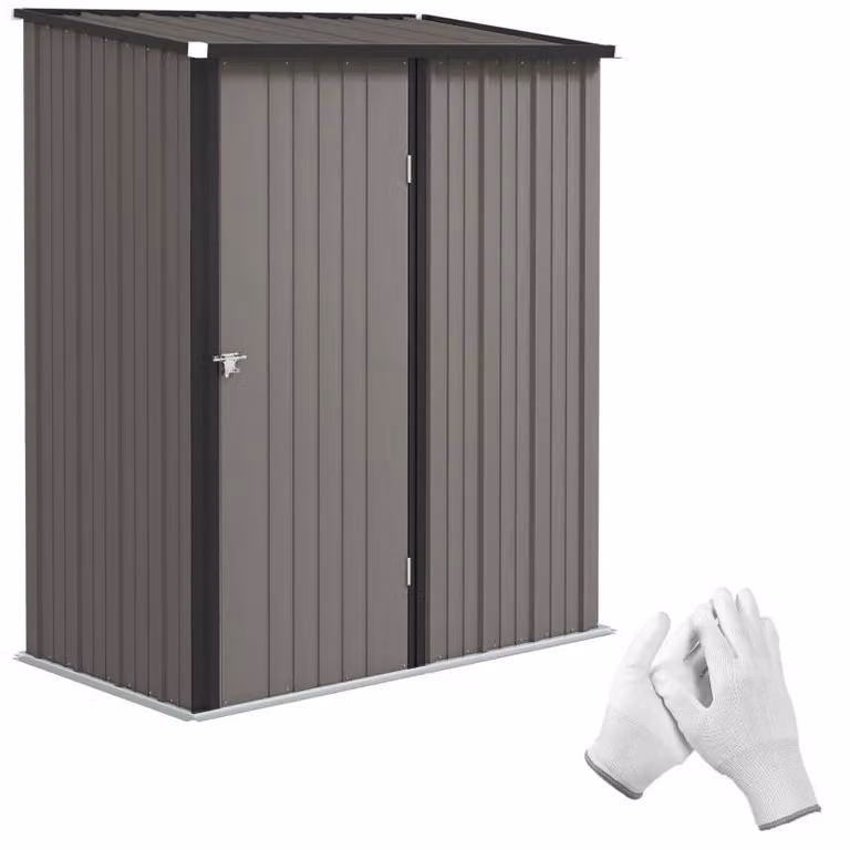 Moonbite, capanno da giardino in metallo, dimensioni 161,5 x 94,5 x 196 cm. Capanno per attrezzi con porta chiudibile, realizzato in lamiera grecata zincata, con tetto inclinato, in metallo, colore nero