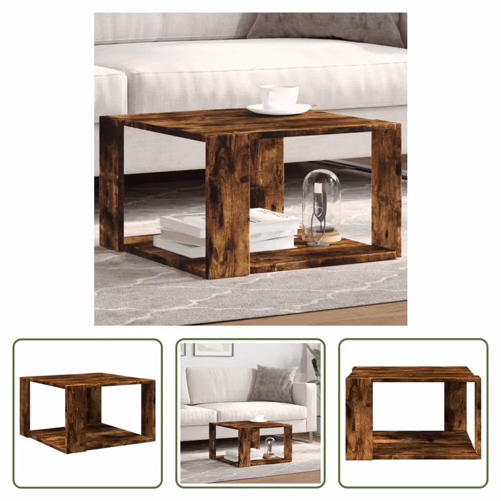 The Living Store tavolino in rovere fumé 51,5x51,5x30 cm materiale in legno