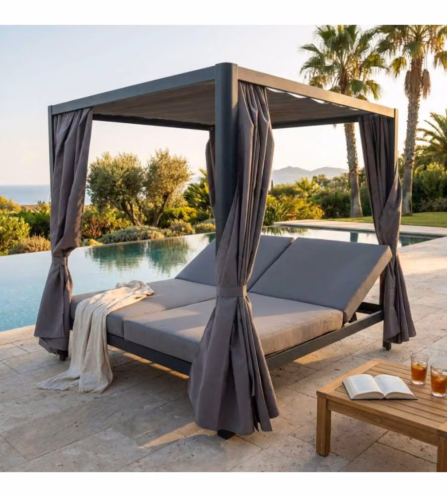 Cosma Gazebo Letto da Giardino in Alluminio Antracite L/P/H: 206 x 149 x 250 cm – 1