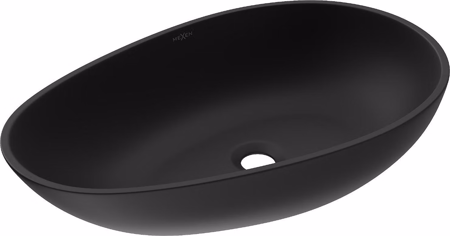 Mexen Nora lavabo da appoggio in conglomerato 60 x 36 cm, nero - 23056071