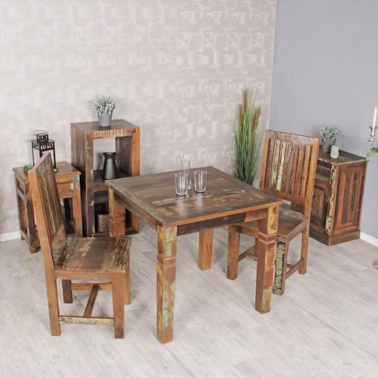 Tavolo da pranzo KALKUTTA 80 x 80 x 76 cm Mango Shabby Chic