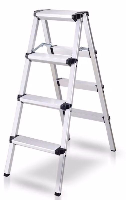 Scala pieghevole in alluminio per uso domestico, 2 x 4 gradini