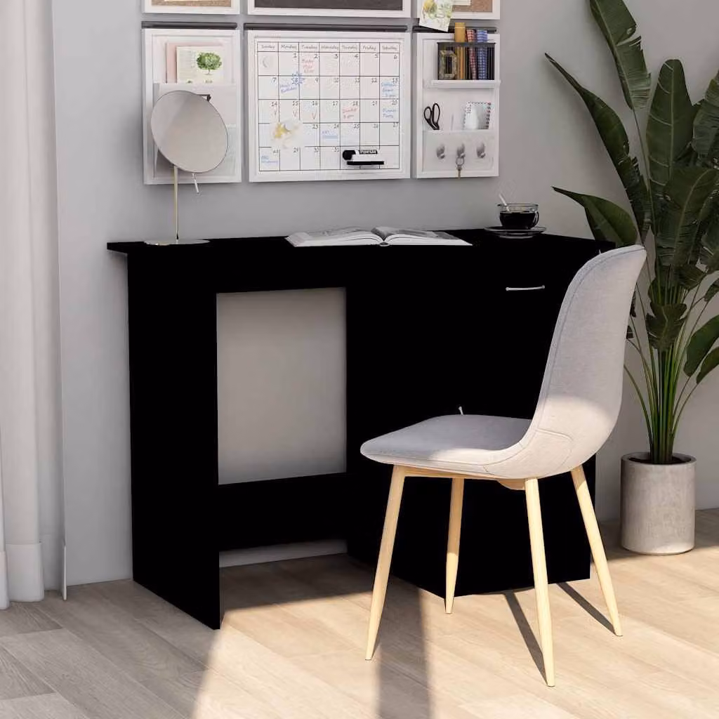 Scrivania moderna vidaXL in legno e MDF nera L: 100 cm, P: 50 cm, H: 76 cm