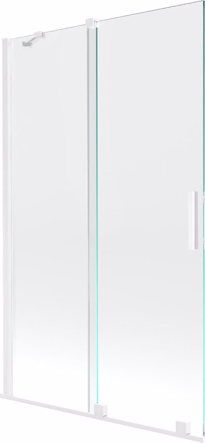 Mexen Velar paratia per vasca da bagno a 2 ante scorrevoli 110 x 150 cm, trasparente, bianco - 896-110-000-01-20