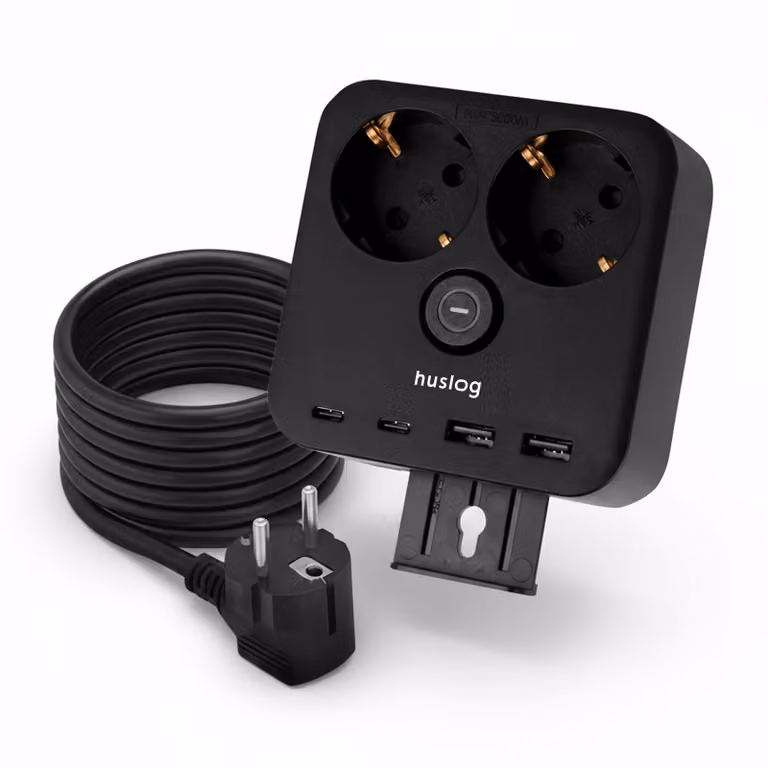 huslog Multipresa a cubo: 2 prese Schuko, 2 USB-A, 2 USB-C, 3680 W, cavo da 1,4 m