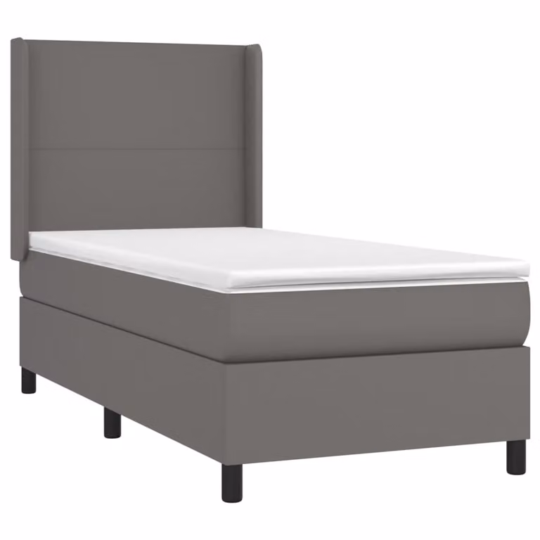 Giroletto a Molle con Materasso Grgio 90x200 cm in Pelle finta
