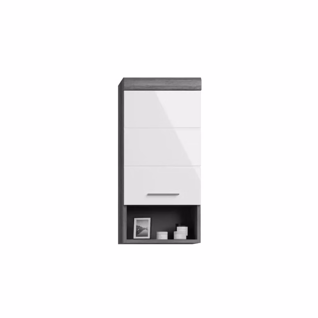 Mezza colonna di stoccaggio SCOTT Meublorama con 1 porta, Grigio scuro e bianco, L/P/H: 37 x 24 x 79 cm – 2
