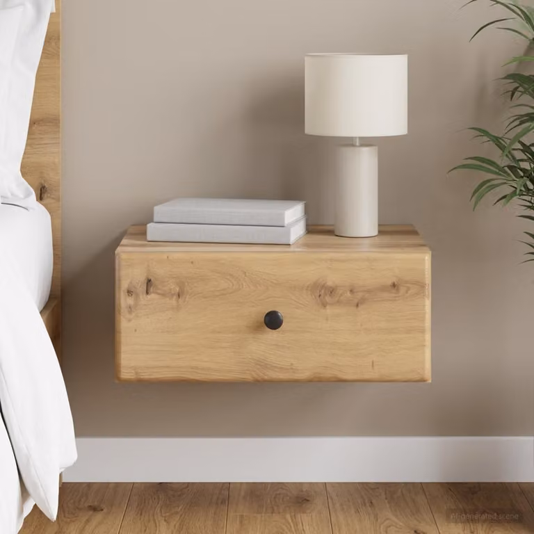Mobiletto da notte a muro vidaXL in stile moderno, colore marrone, L 49 x P 34,5 x H 20 cm