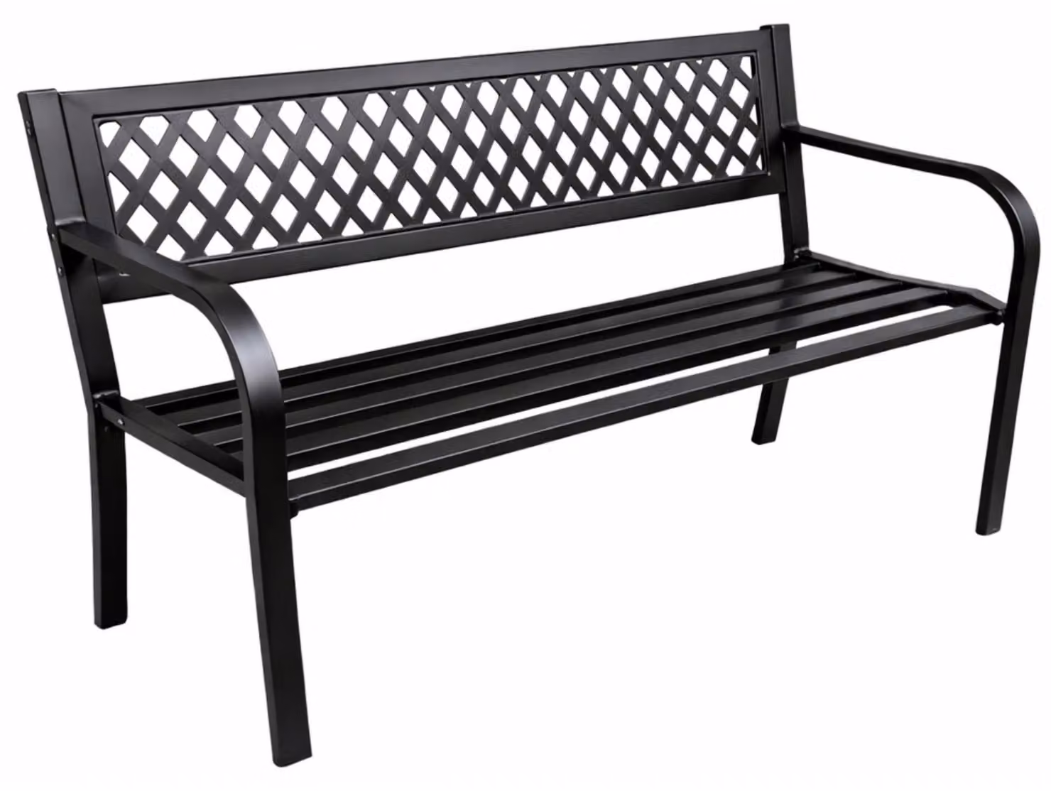 Panchina da giardino parco terrazza giardino in metallo 2 posti nero 120 cm