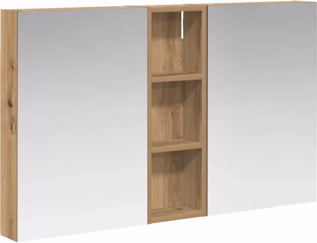 Set di 3 armadi da bagno moderni con specchio e illuminazione LED in legno marrone L/P/H: 60,5 x 10,5 x 40 cm