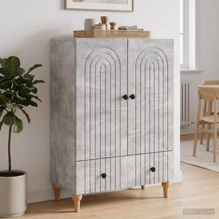 Credenza moderna vidaXL in legno ingegnerizzato MDF, colore grigio cemento, L 66 x P 34,5 x H 95 cm