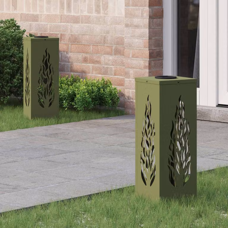 Set di 2 faretti LED solari vidaXL per sentieri e giardino, luce bianco caldo, L/P/H: 18 x 18 x 50 cm