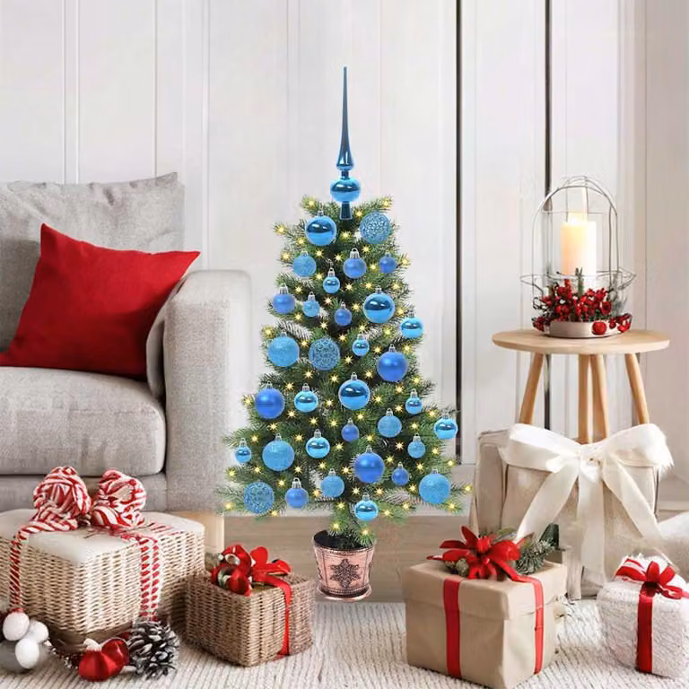Maison Exclusive - Albero di Natale con 150 luci LED, base inclusa, colore verde, altezza 90 cm, materiale: polietilene