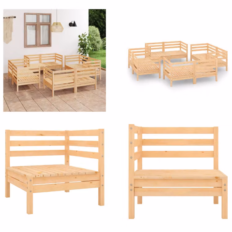 vidaXL 8 pz. Set da salotto da giardino in legno di pino massiccio - Set da salotto da giardino - Set da salotto - Set da salotto