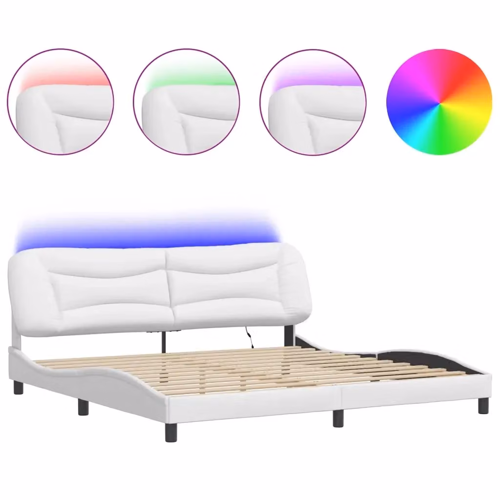 Letto con base contenitore e illuminazione LED vidaXL Hvar Bianco 200x200 cm – 2