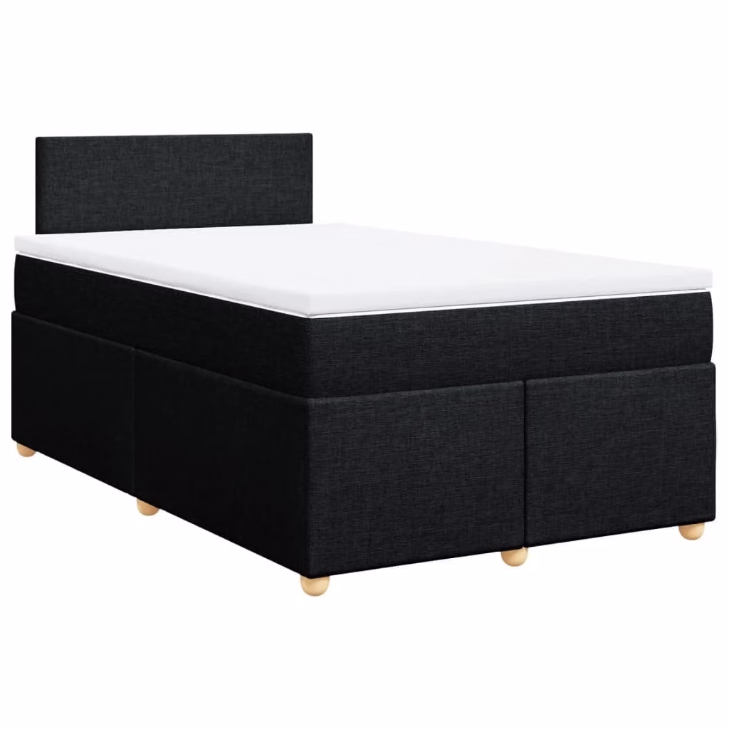 Giroletto a Molle con Materasso Nero 120x200 cm in Tessuto