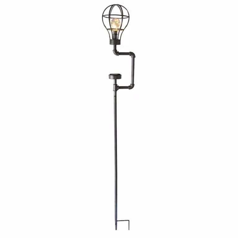 Luce solare a LED, industriale, nero antico, altezza 65 cm
